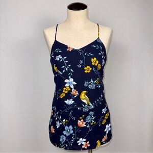 Chelsea & Theodore Navy Floral Racerback Camisole Blouse Sz M